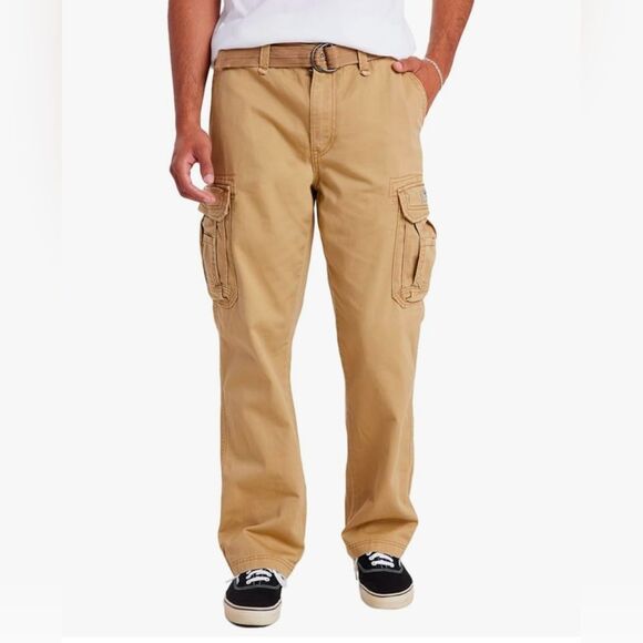 Unionbay Survivor Mens Cargo Pants With Belt Relaxed Fit 50 x 30 Rye NWT - Picture 1 of 10